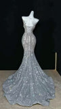 Sparkly Wedding Dress Mermaid Scoop Sequin Long Silver Wedding Dresses Brides Dress Bridal Gowns HZ1121