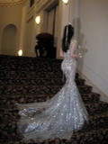 Retro Wedding Dress Mermaid Scoop Sequin Pearls Long Silver Wedding Dresses Bride Dress Bridal Gowns HZ1121