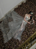 Sexy Wedding Dress Mermaid Scoop Sequin Pearls Long Silver Wedding Dresses Bride Dress Bridal Gowns With Train HZ1121