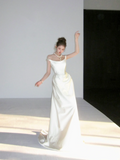 Simple Wedding Dress Sheath Off The Shoulder Summer Long White Wedding Dresses Bride Dress Bridal Gowns HZ1121