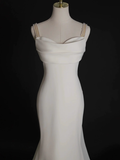 Simple Bridal Gown Mermaid Spaghetti Straps Satin White Wedding Dresses Minimalist Bridal Gowns HZ1121