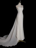 Simple Bridal Gown Mermaid Spaghetti Straps Satin White Wedding Dresses Minimalist Bridal Gowns HZ1121
